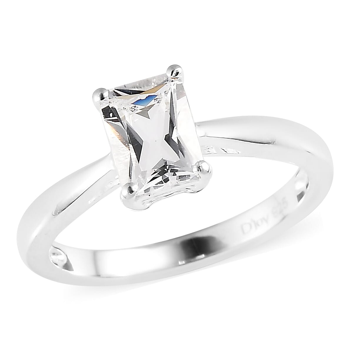 Radiant Cut Brazilian Petalite Solitaire Ring in Sterling Silver 0.75 ctw
