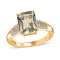 Iliana 18K Yellow Gold Radiant Cut AAA Turkizite, SI Natural Yellow and White Diamond Ring 4.15 Grams 4.10 ctw - Sticky add to cart bar