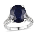Madagascar Blue Sapphire (DF) and Moissanite Ring in Platinum Over Sterling Silver 6.30 ctw - Sticky add to cart bar