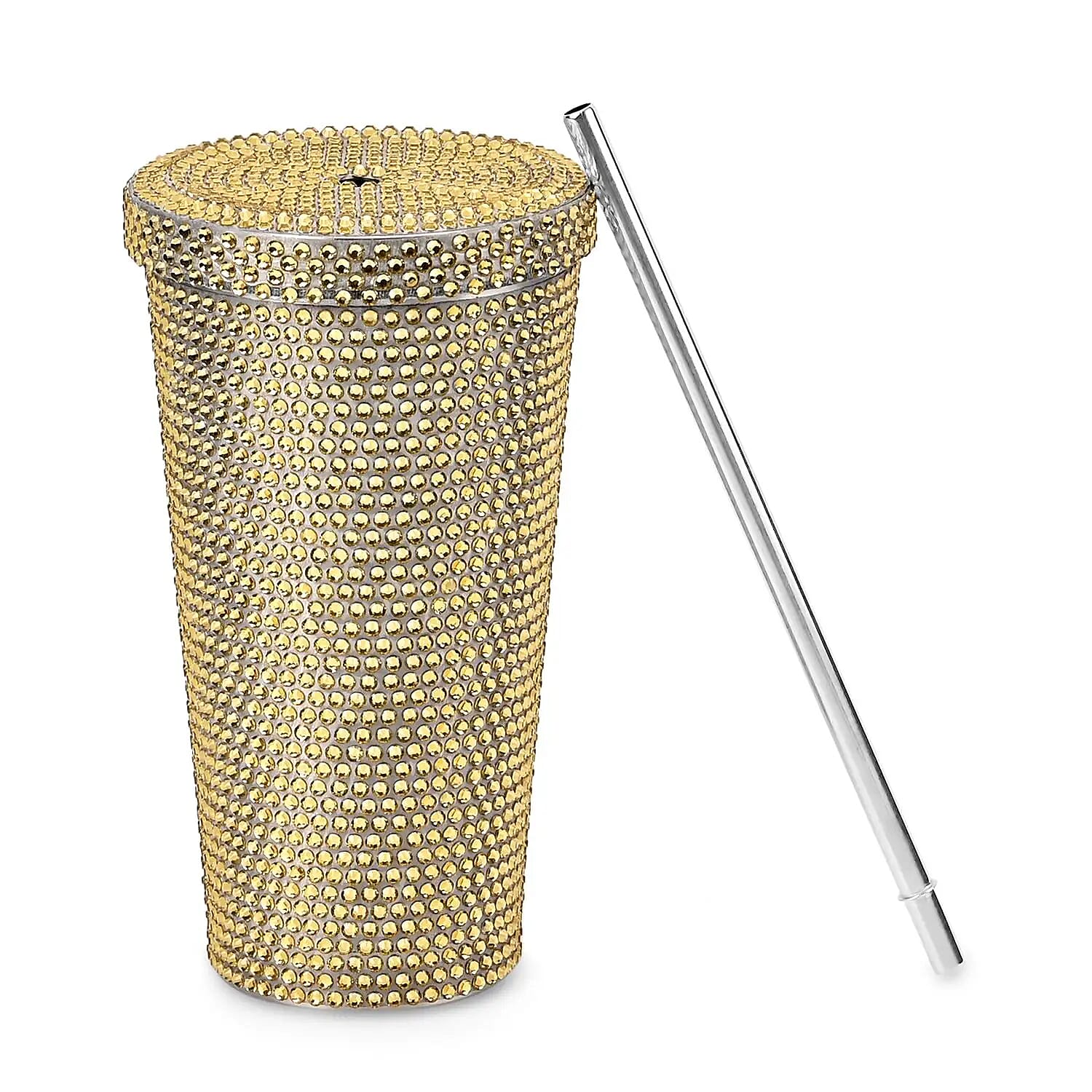 Champagne Color Reusable Cup with Straw 18oz