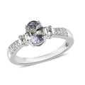 Peacock Tanzanite and White Zircon Ring in Platinum Over Sterling Silver (Size 10.0) 1.00 ctw - Sticky add to cart bar