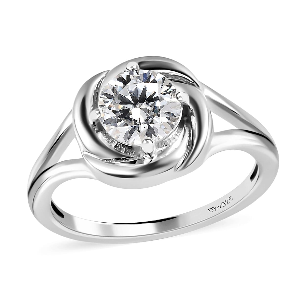 Moissanite Solitaire Ring in Platinum Over Sterling Silver (Size 10.0) 0.75 ctw