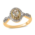 AAA Turkizite, Yellow and White Diamond Double Halo Ring in Vermeil Yellow Gold Over Sterling Silver (Size 10.0) 0.75 ctw - Sticky add to cart bar