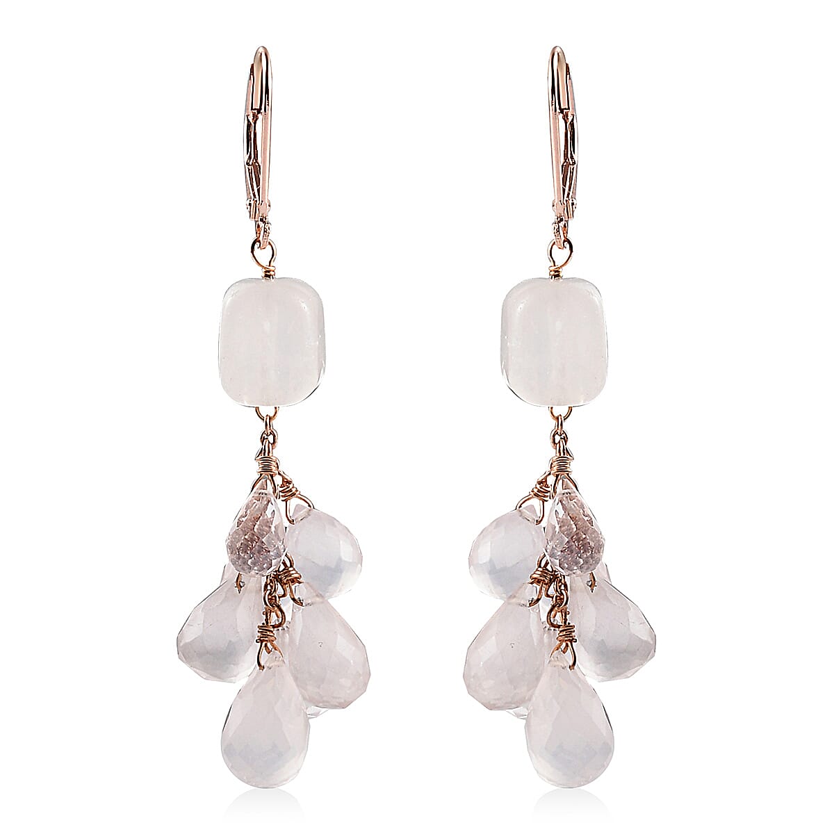 Galilea Rose Quartz Earrings in Sterling Silver 24.00 ctw