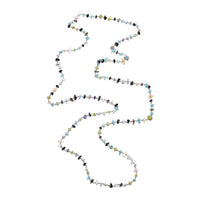 Multi Gemstone Beaded Necklace 48 Inches in Sterling Silver 97.10 ctw