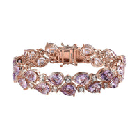AAA Rose De France Amethyst and White Zircon Bracelet Vermeil Rose Gold Over Sterling Silver (6.50 In) 28.75 ctw