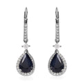 Madagascar Blue Sapphire (DF) and Moissanite Lever Back Earrings in Platinum Over Sterling Silver 4.90 ctw - Sticky add to cart bar