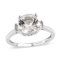 Pink Morganite and Diamond Ring in Platinum Over Sterling Silver (Size 7.0) 1.85 ctw - Sticky add to cart bar