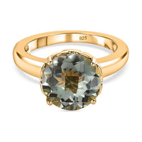 Montezuma Prasiolite 3.41 ctw Ring in Vermeil Yellow Gold Over Sterling Silver (Size 11.5)