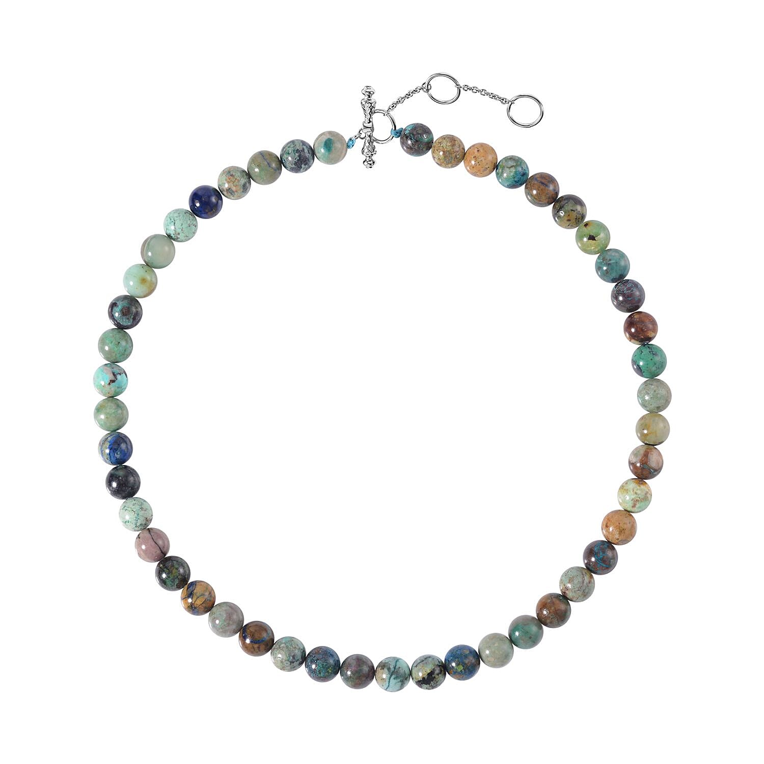 Australian Chrysocolla and Multi Gemstone 388.10 ctw Necklace in Rhodium Over Sterling Silver 20 Inches
