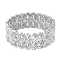 White Austrian Crystal Bangle Bracelet in Silvertone (6.50 In)