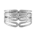 White Austrian Crystal Cuff Bracelet in Silvertone (7.00 In) - Sticky add to cart bar