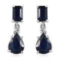 Madagascar Blue Sapphire (DF) and White Zircon Drop Earrings in Platinum Over Sterling Silver 3.90 ctw - Sticky add to cart bar