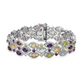 Multi Gemstone Bracelet in Platinum Over Sterling Silver (7.25 In) 18.80 ctw - Sticky add to cart bar