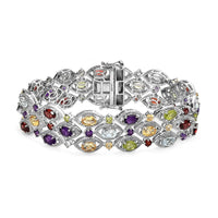 Multi Gemstone Bracelet in Platinum Over Sterling Silver (7.25 In) 18.80 ctw