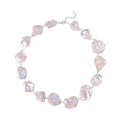 White Keshi Pearl Necklace 18 Inches in Rhodium Over Sterling Silver - Sticky add to cart bar