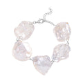 White Keshi Pearl Bracelet in Rhodium Over Sterling Silver (8.00 In) - Sticky add to cart bar
