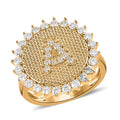 Moissanite Initial A Sun Medallion Ring in Vermeil YG Over Sterling Silver (Size 6.0) 0.70 ctw - Sticky add to cart bar