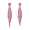 Pink Austrian Crystal Tassels Earrings in Goldtone - Sticky add to cart bar