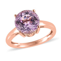 AAA Patroke Kunzite Solitaire Ring in Vermeil Rose Gold Over Sterling Silver 4.90 ctw