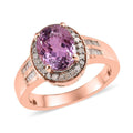 AAA Patroke Kunzite and Diamond Halo Ring in Vermeil Rose Gold Over Sterling Silver 2.85 ctw - Sticky add to cart bar