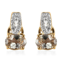 AAA Turkizite and White Zircon Dangle Earrings in Vermeil Yellow Gold Over Sterling Silver 1.00 ctw