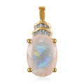 Premium Rainbow Moonstone and Diamond Pendant in Vermeil Yellow Gold Over Sterling Silver 6.00 ctw - Sticky add to cart bar