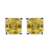 Yellow Sapphire Solitaire Stud Earrings in Platinum Over Sterling Silver 1.85 ctw