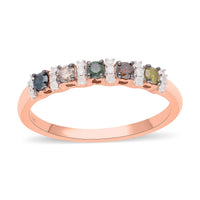 Multi Color Diamond Ring in Vermeil Rose Gold Over Sterling Silver 0.50 ctw