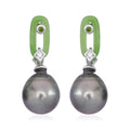 Tahitian Cultured Pearl and Multi Gemstone Earrings in Rhodium Over Sterling Silver 3.25 ctw - Sticky add to cart bar