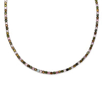 D'Joy Multi-Tourmaline Tennis Necklace 18 Inches in Platinum Over Sterling Silver 25.50 ctw