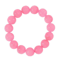 Pink Jade (D) 421.00 ctw Beaded Stretch Bracelet (7 In)