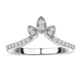 Iliana 18K White Gold Diamond (G-H, SI) Floral Chevron Band Ring (Size 6.0) 0.20 ctw - Sticky add to cart bar
