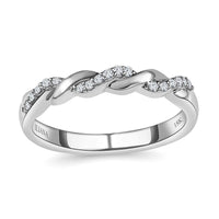 Iliana 18K White Gold Diamond (G-H, SI1) Forever Love Twisted Band Ring (Size 6.0) 0.10 ctw