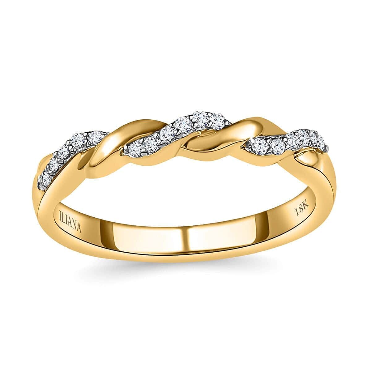 Iliana 18K White Gold Diamond (G-H, SI1) Forever Love Twisted Band Ring (Size 6.0) 0.10 ctw