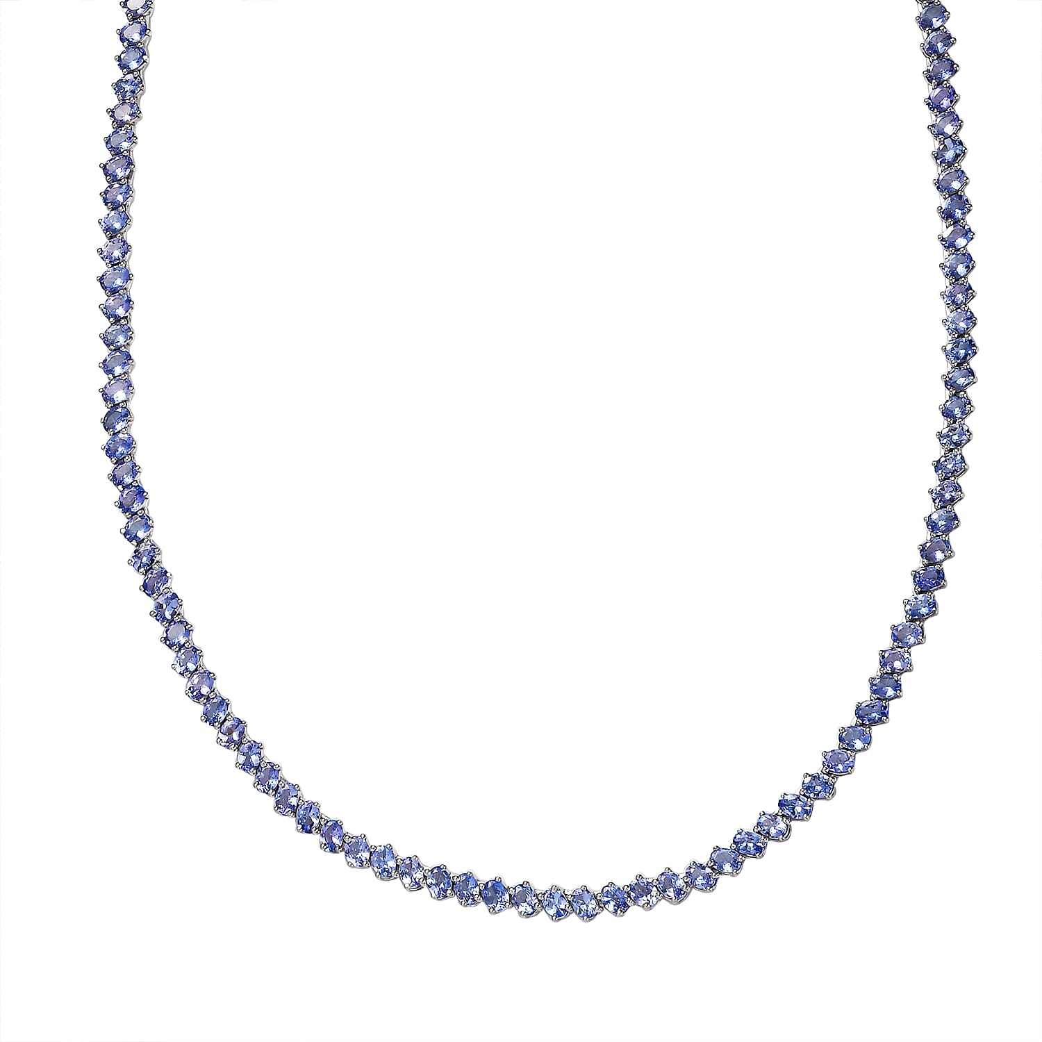 Doorbuster Tanzanite Tennis Necklace (18 Inches) in Platinum Over Sterling Silver 20.15 ctw