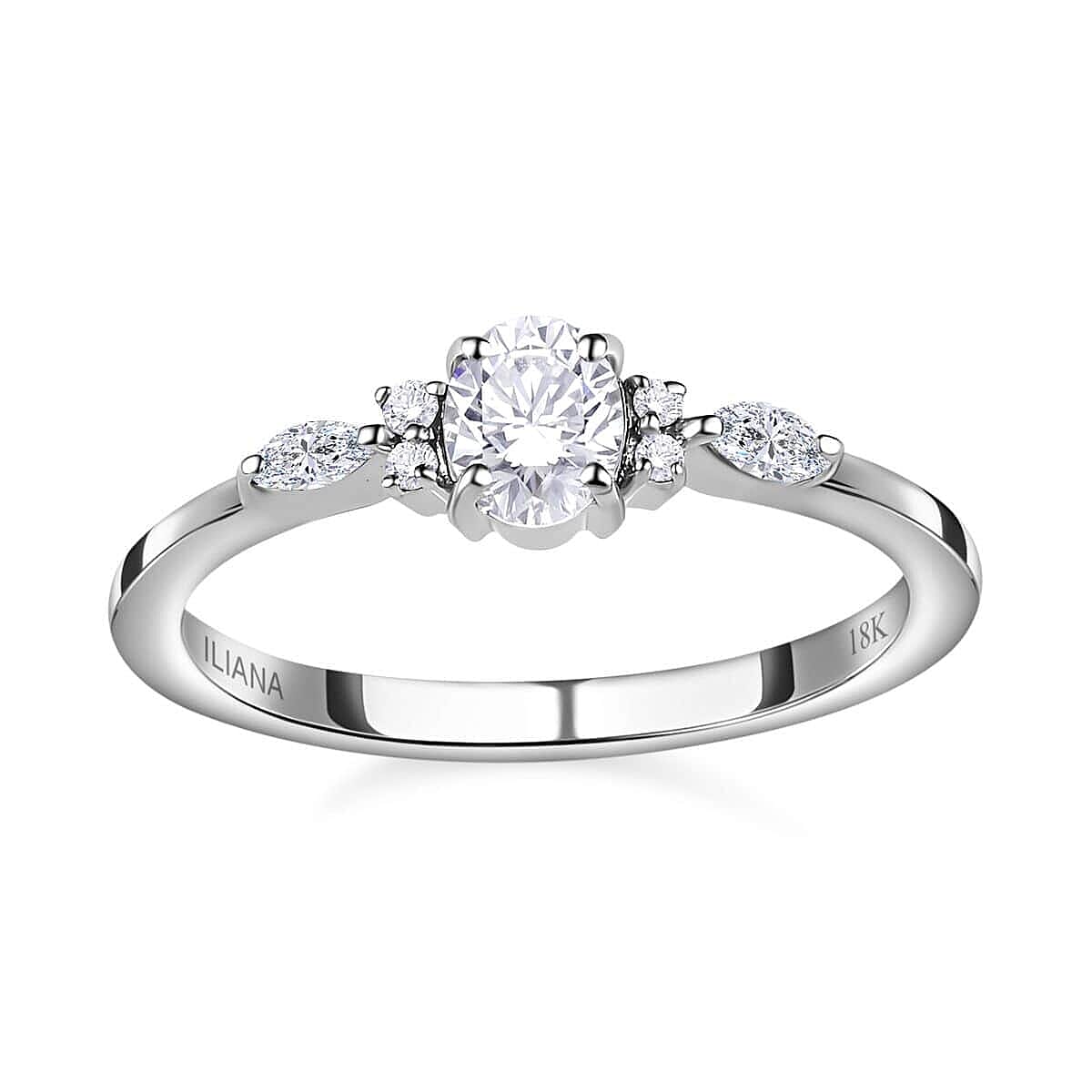 Iliana 18K White Gold Diamond (G-H, SI) Ring (Size 6.0) 0.50 ctw