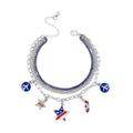 Multi Color Austrian Crystal, Enameled American Flag Pattern Bracelet in Silvertone (7.5-9.5In) - Sticky add to cart bar