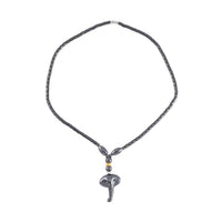 Hematite Elephant Pendant with Beaded Necklace (20 Inches) in Dualtone 100.00 ctw