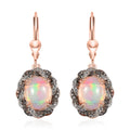 Premium Ethiopian Welo Opal, White and Champagne Zircon Lever Back Earrings in Vermeil Rose Gold Over Sterling Silver 3.90 ctw - Sticky add to cart bar