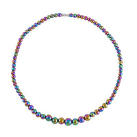 Magic Plated Hematite Beaded Necklace 20 Inches in Silvertone 120.00 ctw