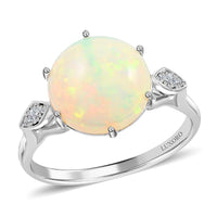 Luxoro 10K White Gold AAA Ethiopian Welo Opal, Diamond (G-H, I2) Ring 4.40 ctw