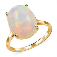 Luxoro 10K Yellow Gold AAA Ethiopian Welo Opal Solitaire Ring (Del. in 3-5 Days) 6.85 ctw