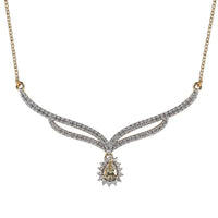 AAA Turkizite and White Zircon Necklace 18-20 Inches in Vermeil Yellow Gold Over Sterling Silver 1.50 ctw