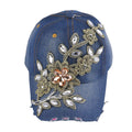 Silver Shinning Crystal and Big Lace Flower Cap with Velcro Fasteners (Adjustable Strap) - Sticky add to cart bar