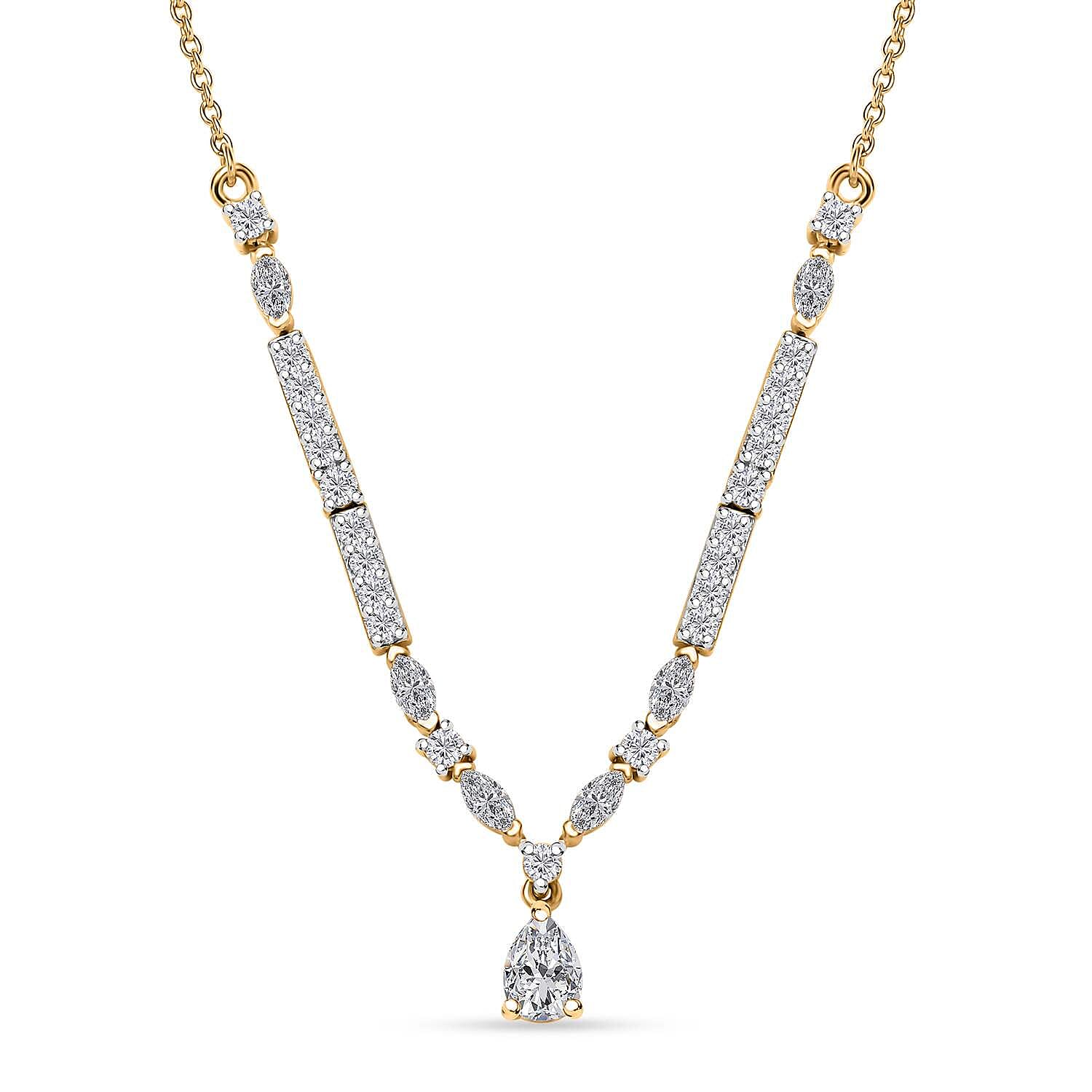 D'Joy Moissanite 2.60 ctw Necklace 18 Inches in Vermeil Yellow Gold Over Sterling Silver