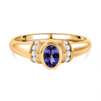 AAA Tanzanite and White Zircon 0.71 ctw Ring in Vermeil Yellow Gold Over Sterling Silver (Size 8.0)
