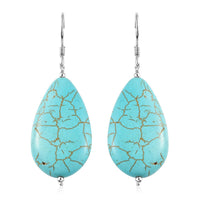 Blue Howlite Dangle Earrings in Sterling Silver 65.00 ctw