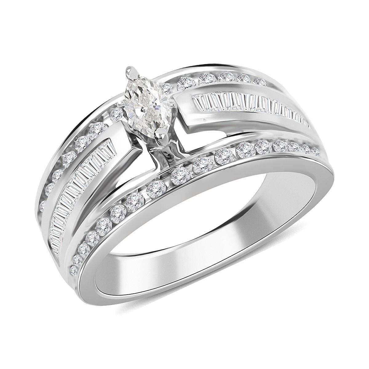 10K White Gold Diamond (H-I, SI) Ring (Size 8.0) (4.80 g) 1.00 ctw