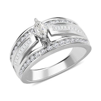 10K White Gold Diamond (H-I, SI) Ring (Size 8.0) (4.80 g) 1.00 ctw